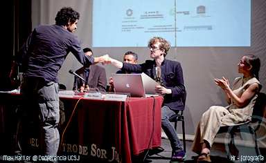 max hattler jury at habitacion del ruido, UCSJ, mexico city, 2010