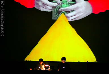 max hattler and noriko okaku performing (O) at animafest zagreb, 2010